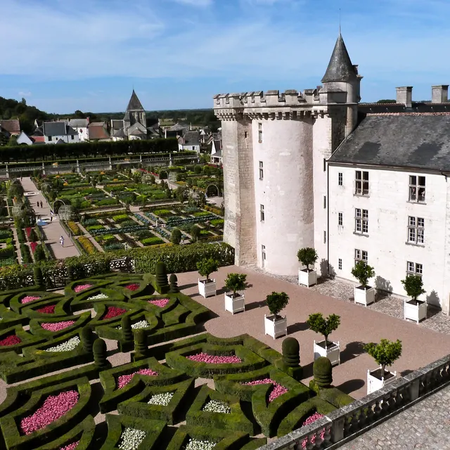 The keep and wings of the Château de Villandry above the potager